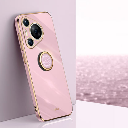 For Huawei Pura 70 Pro / Pura 70 Pro+ XINLI Straight 6D Plating Gold Edge TPU Shockproof Case with Ring Holder(Cherry Purple) - Huawei Cases by XINLI | Online Shopping South Africa | PMC Jewellery | Buy Now Pay Later Mobicred