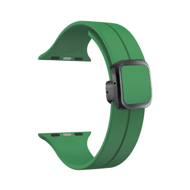 For Apple Watch SE 2023 44mm Magnetic Square Buckle Silicone Watch Band(Alfalfa) - Watch Bands by PMC Jewellery | Online Shopping South Africa | PMC Jewellery