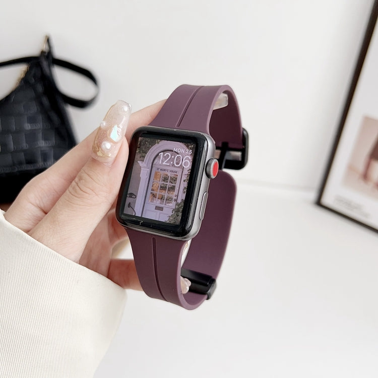 For Apple Watch SE 2023 40mm Magnetic Square Buckle Silicone Watch Band(Fruit Purple) - Watch Bands by PMC Jewellery | Online Shopping South Africa | PMC Jewellery