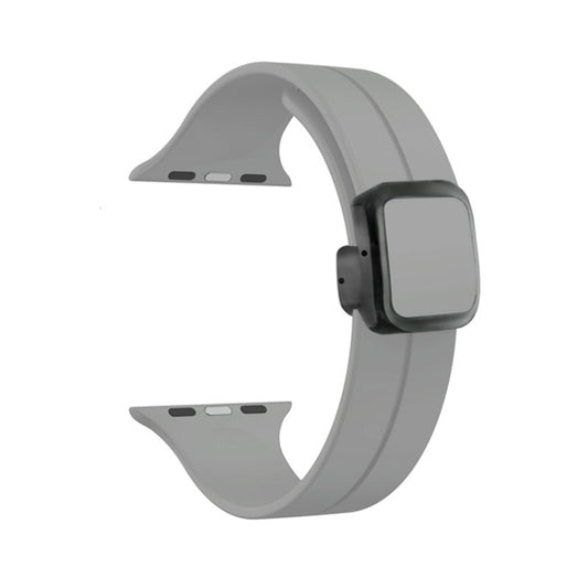 For Apple Watch SE 2023 40mm Magnetic Square Buckle Silicone Watch Band(Cloud Gray) - Watch Bands by PMC Jewellery | Online Shopping South Africa | PMC Jewellery