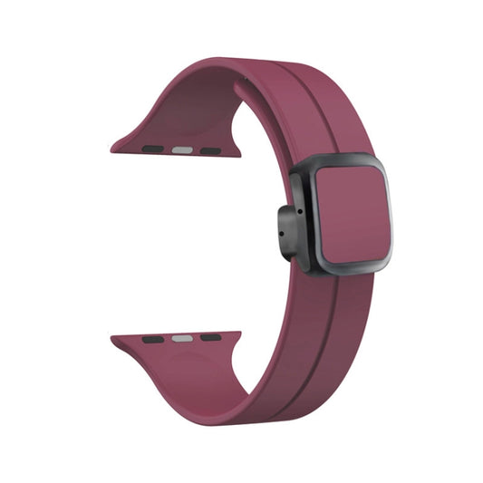 For Apple Watch Ultra 2 49mm Magnetic Square Buckle Silicone Watch Band(Wine Red) - Watch Bands by PMC Jewellery | Online Shopping South Africa | PMC Jewellery