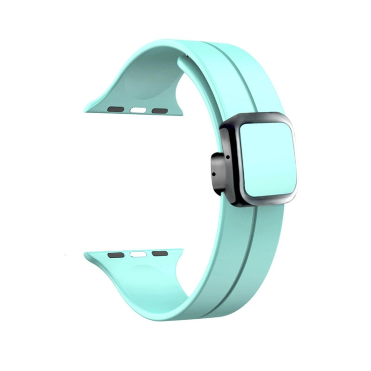 For Apple Watch SE 2022 40mm Magnetic Square Buckle Silicone Watch Band(Sapphire Blue) - Watch Bands by PMC Jewellery | Online Shopping South Africa | PMC Jewellery