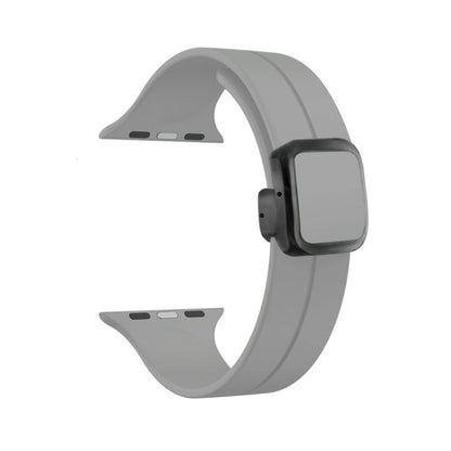 For Apple Watch Series 7 45mm Magnetic Square Buckle Silicone Watch Band(Cloud Gray) - Watch Bands by PMC Jewellery | Online Shopping South Africa | PMC Jewellery