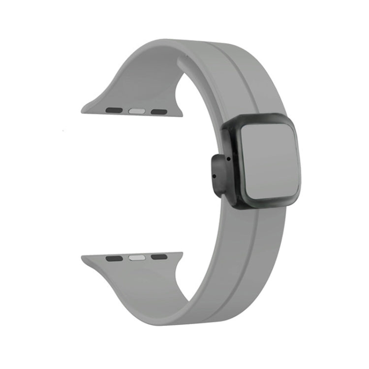 For Apple Watch SE 44mm Magnetic Square Buckle Silicone Watch Band(Cloud Gray) - Watch Bands by PMC Jewellery | Online Shopping South Africa | PMC Jewellery