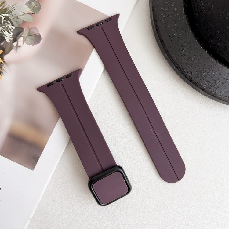 For Apple Watch Series 6 40mm Magnetic Square Buckle Silicone Watch Band(Fruit Purple) - Watch Bands by PMC Jewellery | Online Shopping South Africa | PMC Jewellery