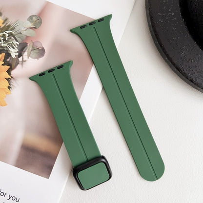 For Apple Watch Series 5 44mm Magnetic Square Buckle Silicone Watch Band(Alfalfa) - Watch Bands by PMC Jewellery | Online Shopping South Africa | PMC Jewellery