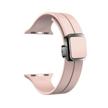 For Apple Watch Series 4 44mm Magnetic Square Buckle Silicone Watch Band(Sand Pink) - Watch Bands by PMC Jewellery | Online Shopping South Africa | PMC Jewellery