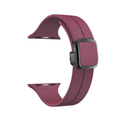 For Apple Watch Series 2 42mm Magnetic Square Buckle Silicone Watch Band(Wine Red) - Watch Bands by PMC Jewellery | Online Shopping South Africa | PMC Jewellery