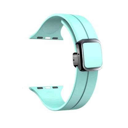 For Apple Watch 42mm Magnetic Square Buckle Silicone Watch Band(Sapphire Blue) - Watch Bands by PMC Jewellery | Online Shopping South Africa | PMC Jewellery