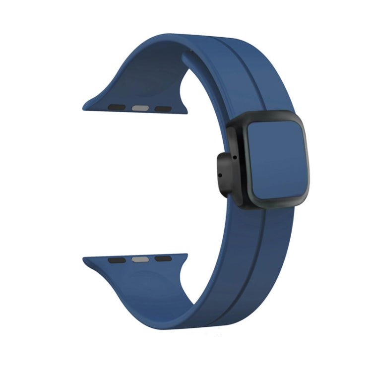 For Apple Watch 42mm Magnetic Square Buckle Silicone Watch Band(Midnight Blue) - Watch Bands by PMC Jewellery | Online Shopping South Africa | PMC Jewellery