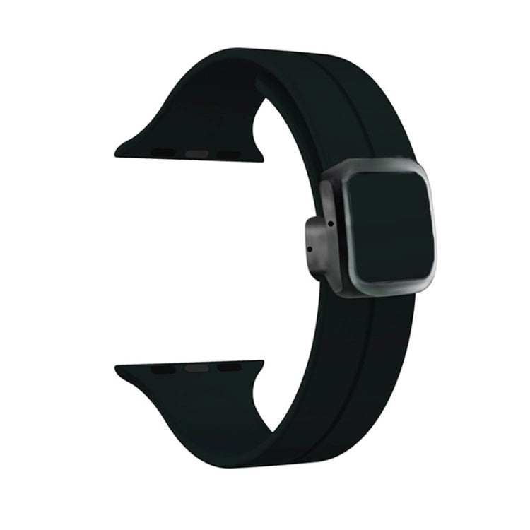 For Apple Watch 38mm Magnetic Square Buckle Silicone Watch Band(Black) - Watch Bands by PMC Jewellery | Online Shopping South Africa | PMC Jewellery