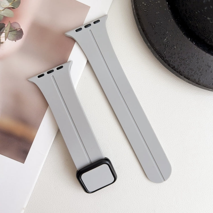 For Apple Watch 38mm Magnetic Square Buckle Silicone Watch Band(Cloud Gray) - Watch Bands by PMC TechLife | Online Shopping South Africa | PMC TechLife