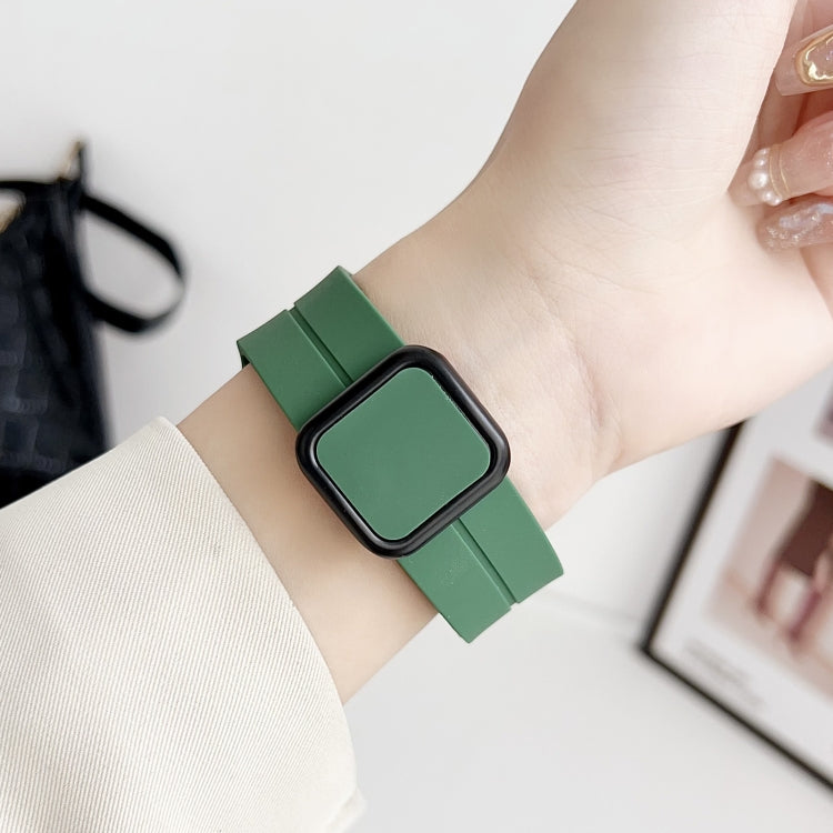 For Apple Watch SE 44mm Magnetic Square Buckle Silicone Watch Band(Cloud Gray) - Watch Bands by PMC TechLife | Online Shopping South Africa | PMC TechLife