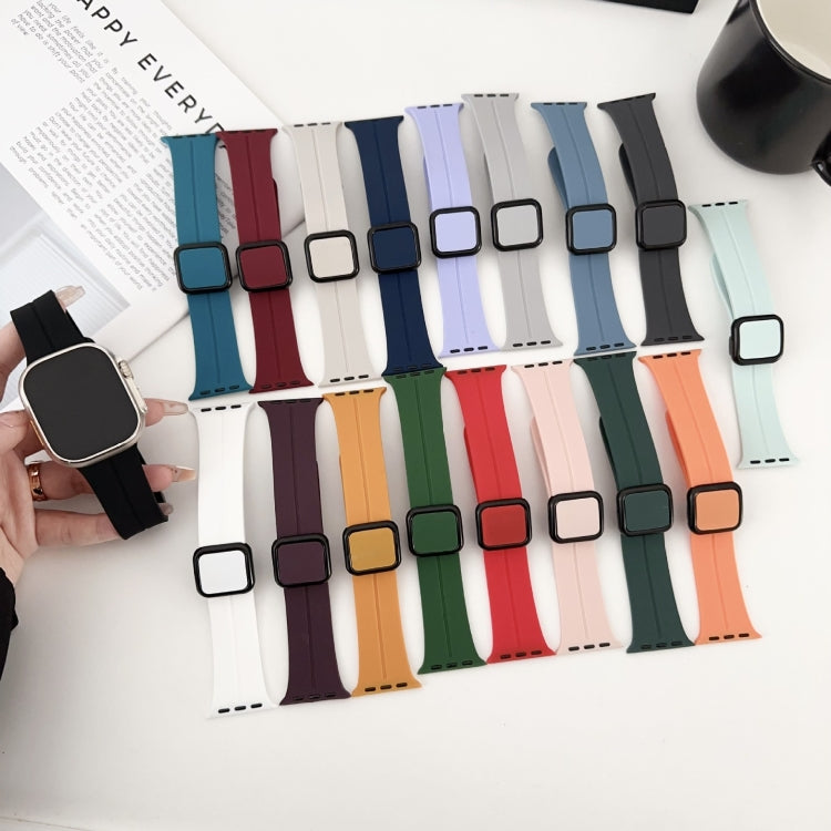 For Apple Watch 38mm Magnetic Square Buckle Silicone Watch Band(Black) - Watch Bands by PMC TechLife | Online Shopping South Africa | PMC TechLife