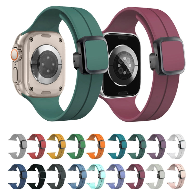 For Apple Watch 38mm Magnetic Square Buckle Silicone Watch Band(Dark Grey) - Watch Bands by PMC TechLife | Online Shopping South Africa | PMC TechLife