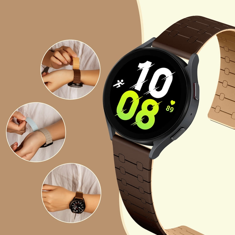 For Samsung Galaxy Watch 6 / 5 / 4 Two Color Loop Magnetic Silicone Watch Band(Dark Brown+Light Brown) - Watch Bands by PMC Jewellery | Online Shopping South Africa | PMC Jewellery