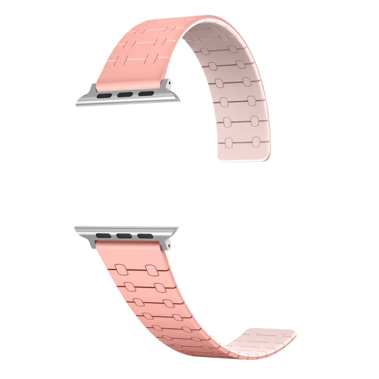 For Apple Watch Series 8 41mm Two Color Loop Magnetic Silicone Watch Band(Peach+Light Pink) - Watch Bands by PMC TechLife | Online Shopping South Africa | PMC TechLife