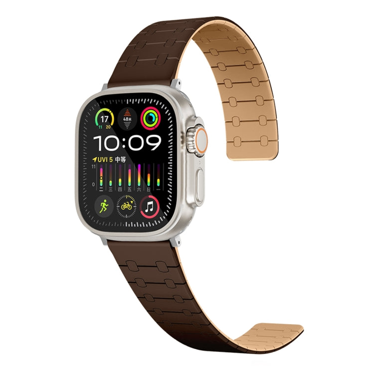 For Apple Watch Series 8 41mm Two Color Loop Magnetic Silicone Watch Band(Dark Brown+Light Brown) - Watch Bands by PMC Jewellery | Online Shopping South Africa | PMC Jewellery