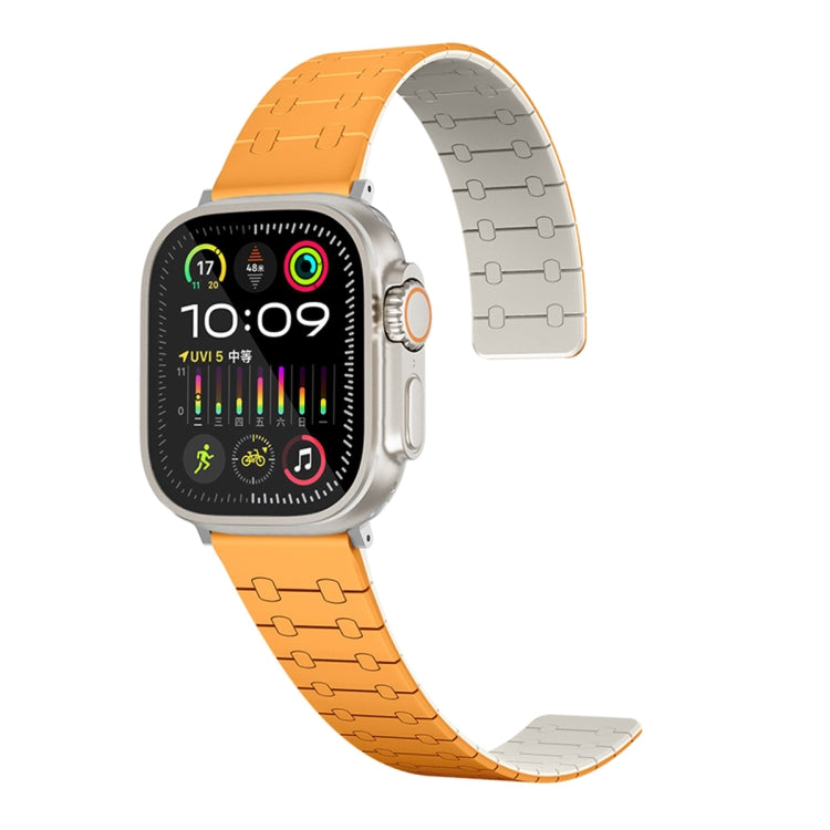 For Apple Watch SE 2022 40mm Two Color Loop Magnetic Silicone Watch Band(Orange+Starlight) - Watch Bands by PMC Jewellery | Online Shopping South Africa | PMC Jewellery