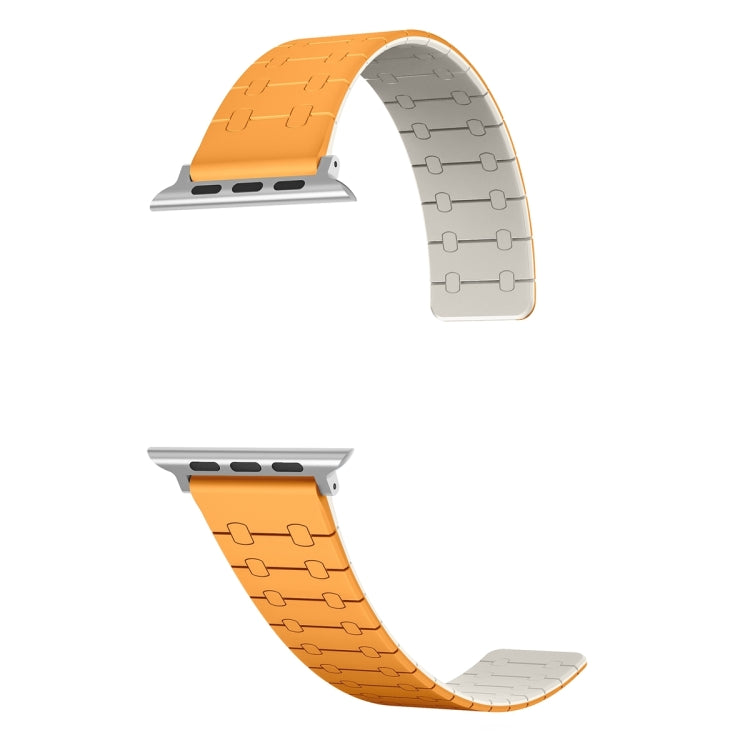 For Apple Watch SE 2022 44mm Two Color Loop Magnetic Silicone Watch Band(Orange+Starlight) - Watch Bands by PMC Jewellery | Online Shopping South Africa | PMC Jewellery