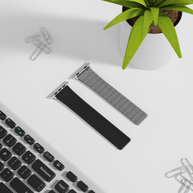 For Apple Watch SE 44mm Two Color Loop Magnetic Silicone Watch Band(Black+Grey) - Watch Bands by PMC TechLife | Online Shopping South Africa | PMC TechLife