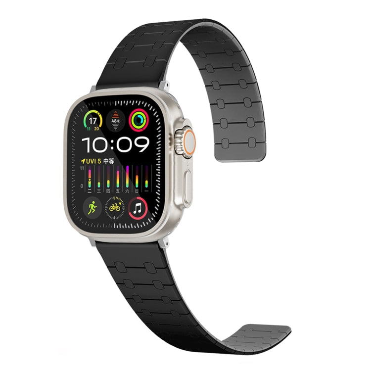 For Apple Watch Series 2 38mm Two Color Loop Magnetic Silicone Watch Band(Black+Grey) - Watch Bands by PMC TechLife | Online Shopping South Africa | PMC TechLife