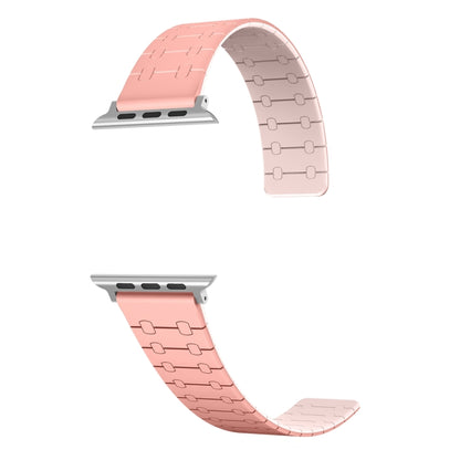 For Apple Watch Series 2 38mm Two Color Loop Magnetic Silicone Watch Band(Peach+Light Pink) - Watch Bands by PMC Jewellery | Online Shopping South Africa | PMC Jewellery