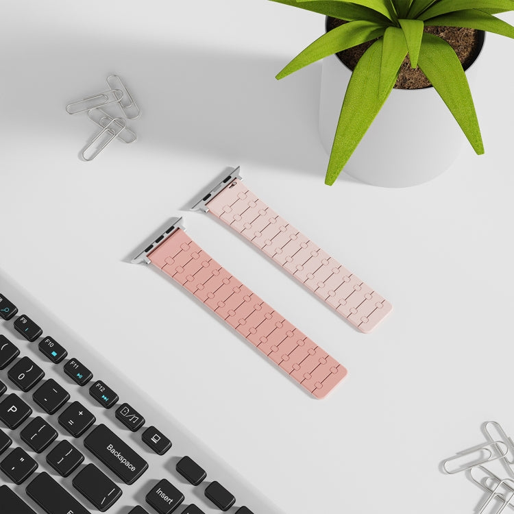 For Apple Watch Series 2 38mm Two Color Loop Magnetic Silicone Watch Band(Peach+Light Pink) - Watch Bands by PMC TechLife | Online Shopping South Africa | PMC TechLife