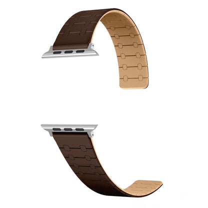 For Apple Watch 42mm Two Color Loop Magnetic Silicone Watch Band(Dark Brown+Light Brown) - Watch Bands by PMC Jewellery | Online Shopping South Africa | PMC Jewellery