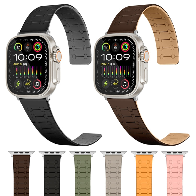 For Apple Watch SE 44mm Two Color Loop Magnetic Silicone Watch Band(Orange+Starlight) - Watch Bands by PMC TechLife | Online Shopping South Africa | PMC TechLife