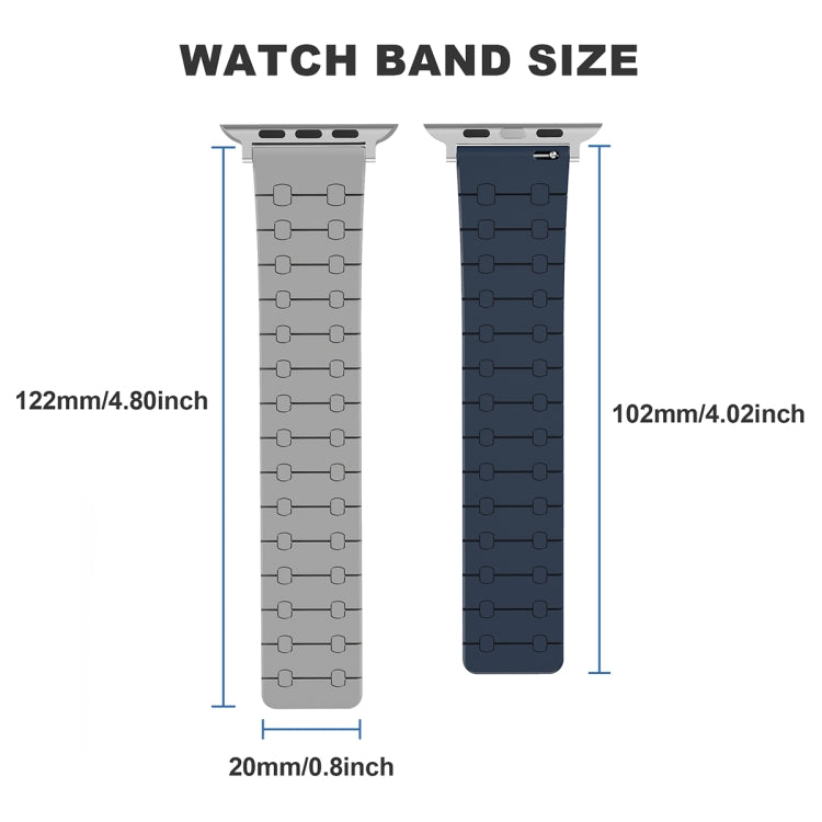 For Apple Watch Series 7 45mm Two Color Loop Magnetic Silicone Watch Band(Green+Grey) - Watch Bands by PMC Jewellery | Online Shopping South Africa | PMC Jewellery