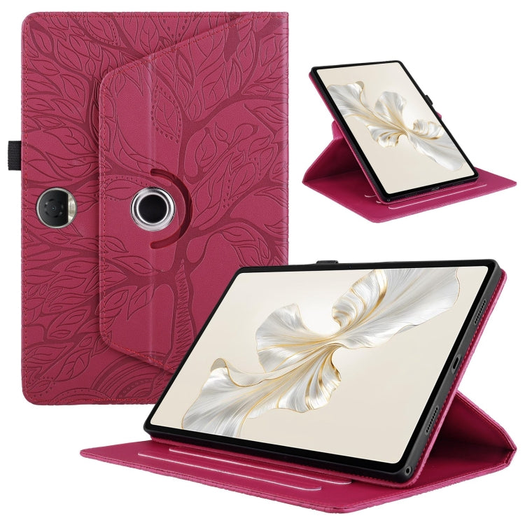 For Honor Pad 9 Tree Life Embossed Rotation Leather Tablet Case(Red) - Honor by PMC TechLife | Online Shopping South Africa | PMC TechLife | Buy Now Pay Later Mobicred