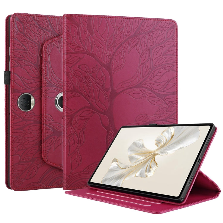For Honor Pad 9 Tree Life Embossed Rotation Leather Tablet Case(Red) - Honor by PMC TechLife | Online Shopping South Africa | PMC TechLife | Buy Now Pay Later Mobicred