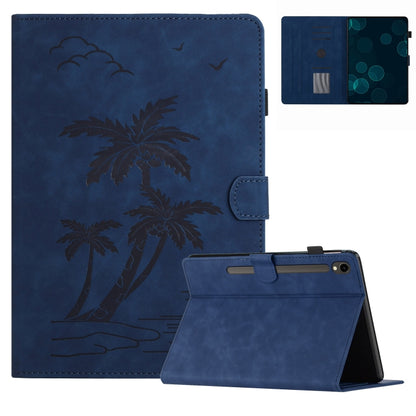 For Samsung Galaxy Tab S9 FE X510/X516B Coconut Tree Embossed Smart Leather Tablet Case(Blue) - Galaxy Tab S9 FE by PMC Jewellery | Online Shopping South Africa | PMC Jewellery | Buy Now Pay Later Mobicred