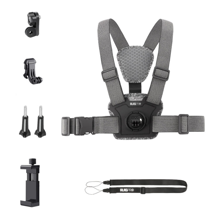 6 in 1 Phone Clamp Adjustable Body Mount Belt Chest Strap with Mount & Screw(Grey) - Chest Belt by RUIGPRO | Online Shopping South Africa | PMC TechLife | Buy Now Pay Later Mobicred
