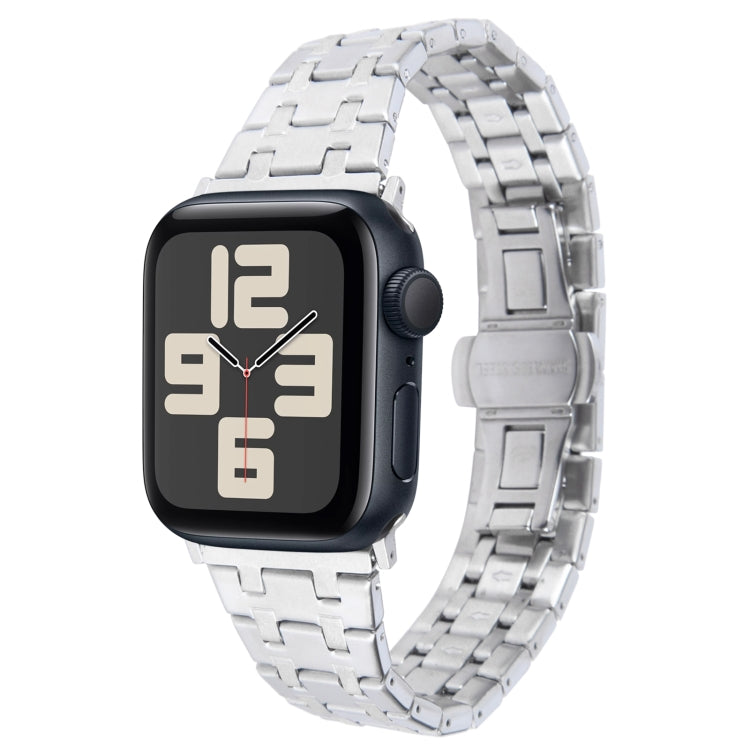 For Apple Watch SE 2023 44mm Double T Stainless Steel Watch Band(Silver) - Watch Bands by PMC Jewellery | Online Shopping South Africa | PMC Jewellery