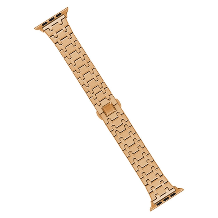 For Apple Watch SE 2023 40mm Double T Stainless Steel Watch Band(Rose Gold) - Watch Bands by PMC Jewellery | Online Shopping South Africa | PMC Jewellery