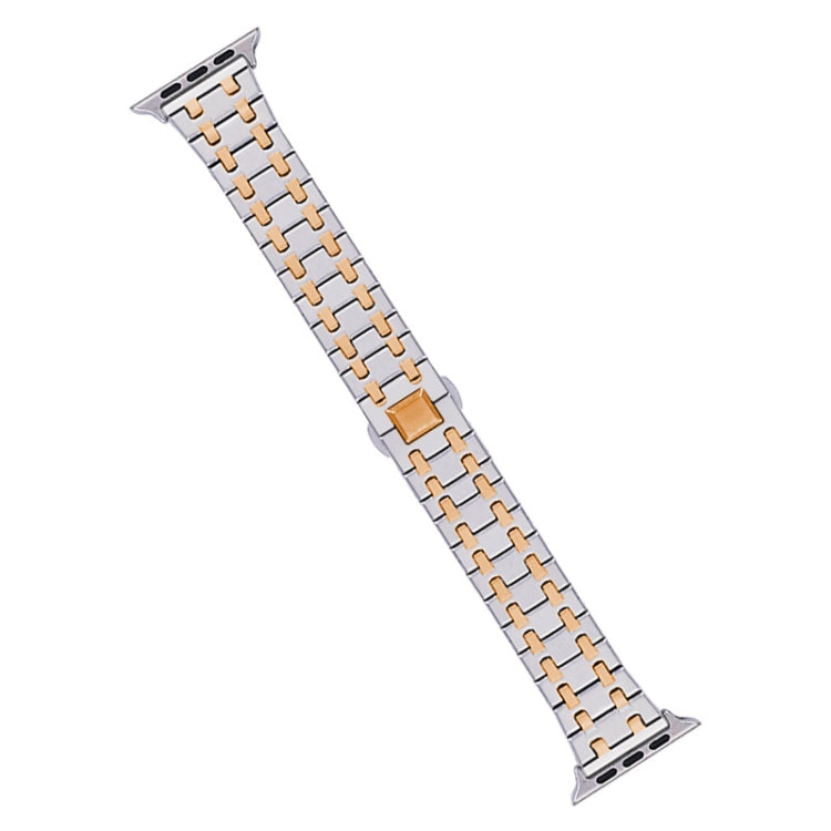 For Apple Watch SE 2023 40mm Double T Stainless Steel Watch Band(Silver Rose Gold) - Watch Bands by PMC Jewellery | Online Shopping South Africa | PMC Jewellery