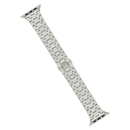 For Apple Watch Series 9 45mm Double T Stainless Steel Watch Band(Starlight) - Watch Bands by PMC Jewellery | Online Shopping South Africa | PMC Jewellery