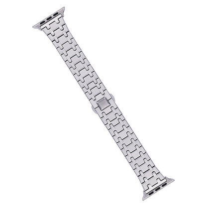 For Apple Watch Ultra 49mm Double T Stainless Steel Watch Band(Silver) - Watch Bands by PMC Jewellery | Online Shopping South Africa | PMC Jewellery