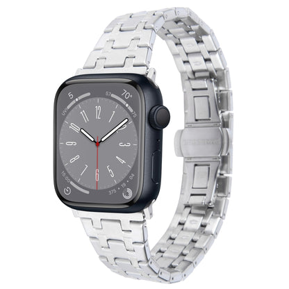 For Apple Watch SE 2022 40mm Double T Stainless Steel Watch Band(Silver) - Watch Bands by PMC Jewellery | Online Shopping South Africa | PMC Jewellery