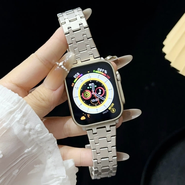 For Apple Watch SE 40mm Double T Stainless Steel Watch Band(Starlight) - Watch Bands by PMC TechLife | Online Shopping South Africa | PMC TechLife