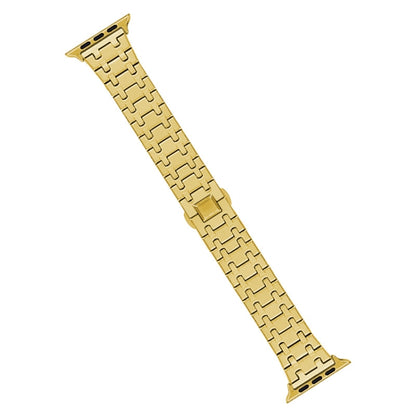 For Apple Watch Series 5 40mm Double T Stainless Steel Watch Band(Gold) - Watch Bands by PMC Jewellery | Online Shopping South Africa | PMC Jewellery