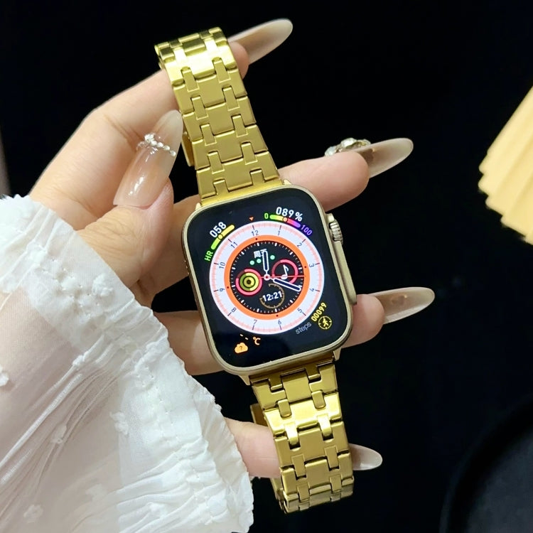 For Apple Watch Series 5 40mm Double T Stainless Steel Watch Band(Gold) - Watch Bands by PMC Jewellery | Online Shopping South Africa | PMC Jewellery