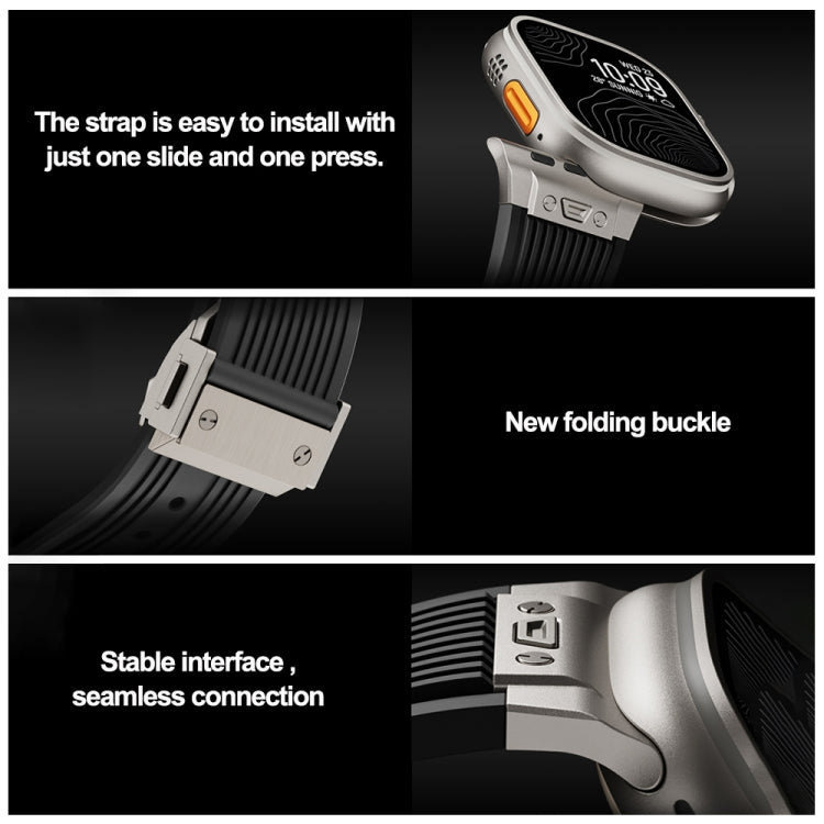 For Apple Watch Series 6 44mm Vertical Texture Titanium Buckle Elastic Silicone Watch Band(Starlight) - free shipping - PMC TechLife - Order now!