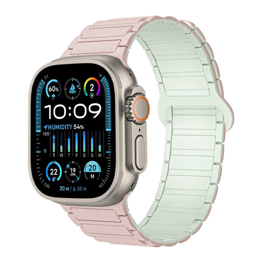 For Apple Watch Ultra 2 49mm I-Shaped Magnetic Silicone Watch Band(Pink Mint) - Watch Bands by PMC Jewellery | Online Shopping South Africa | PMC Jewellery