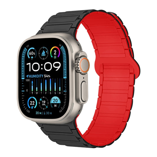 For Apple Watch Ultra 2 49mm I-Shaped Magnetic Silicone Watch Band(Black Red) - Watch Bands by PMC Jewellery | Online Shopping South Africa | PMC Jewellery