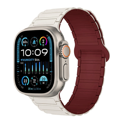 For Apple Watch Ultra 49mm I-Shaped Magnetic Silicone Watch Band(Starlight Wine Red) - Watch Bands by PMC Jewellery | Online Shopping South Africa | PMC Jewellery