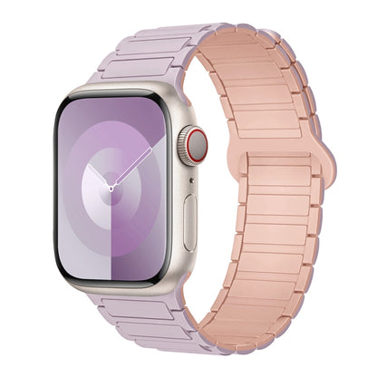 For Apple Watch Series 8 45mm I-Shaped Magnetic Silicone Watch Band(Light Purple Pink) - Watch Bands by PMC Jewellery | Online Shopping South Africa | PMC Jewellery