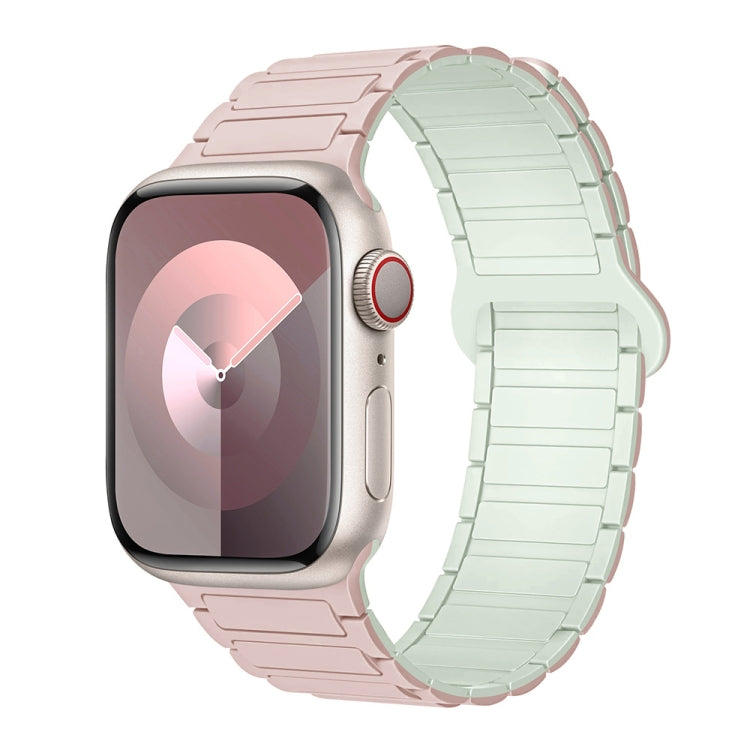 For Apple Watch SE 44mm I-Shaped Magnetic Silicone Watch Band(Pink Mint) - Watch Bands by PMC TechLife | Online Shopping South Africa | PMC TechLife